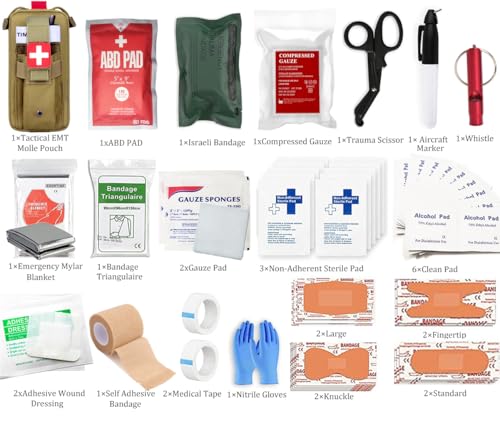 VVIITOP Med Kit Trauma Kit Bleeding Contral Pack, Emergency Survival First Aid Kits EMT IFAK Medical Kit for Severe Bleedi...