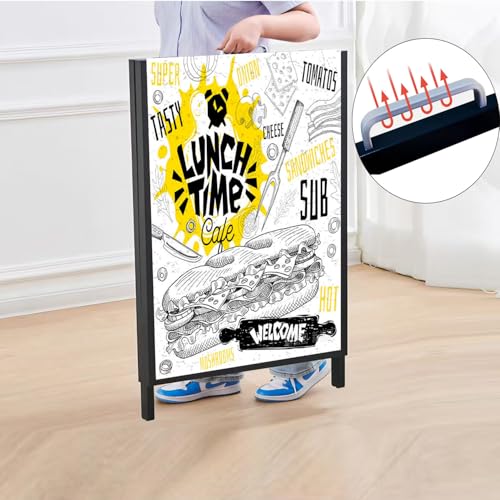 USCNC 24 x 36 Inch A Frame Sign Double-Sided Folding Sandwich Board Heavy Duty Slide-in Sidewalk Signboard for Outdoor Str...