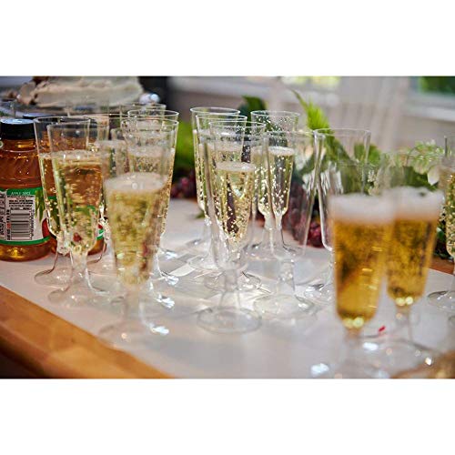 Hedume 100 Pack Champagne Flutes, 5oz Disposable Clear Plastic Champagne Glasses, Toasting Flute Set for Mimosas, Bloody M...