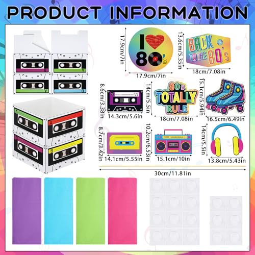 Weekgrat 4 Set 80's Party Table Centerpiece Decorations Include Cassette Tape Bucket Centerpiece Sticks Table Toppers Phot...