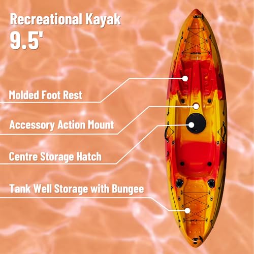 PioneerWorks Kayaks, Sit On Top Fishing Kayak with Front Storage Well, Fishing Kayak with Paddle for Adults, Capacity of 3...