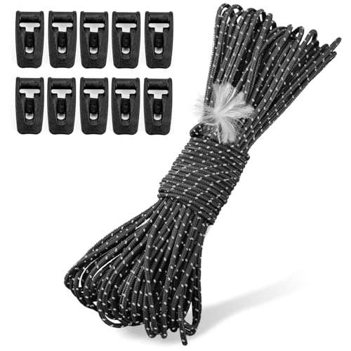 Hikeman Tent Guy Ropes 2mm-Ultralight Strong Guy Lines with Tensioner Reflective UHMWPE Fiber Tent Cord for Camping, Hikin...
