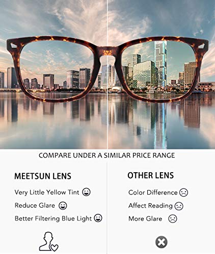 MEETSUN Blue Light Blocking Glasses, Anti Eye Strain Headache (Sleep Better),Computer Reading Glasses UV400 Transparent Le...
