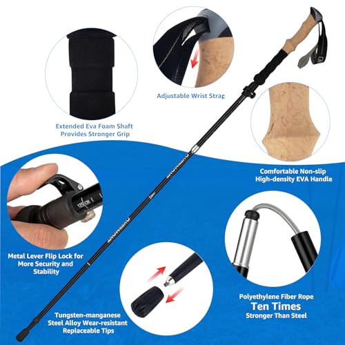 Overmont 7075 Aluminum Trekking Poles - Lightweight Collapsible Hiking Poles Adjustable Walking Sticks with EVA Handle All...