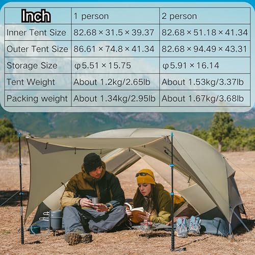 Naturehike Mongar UL Tent [2025 Upgrade] 1.5kg/3.3lb Ultralight Tents,1/2 Person Backpacking Tent,4 Modes of use, Waterpro...