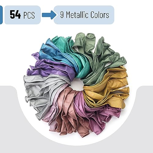 Mr. Pen- Metallic Balloons, 12 Inch, 54 Pack, 9 Colors, Balloons for Birthday Party