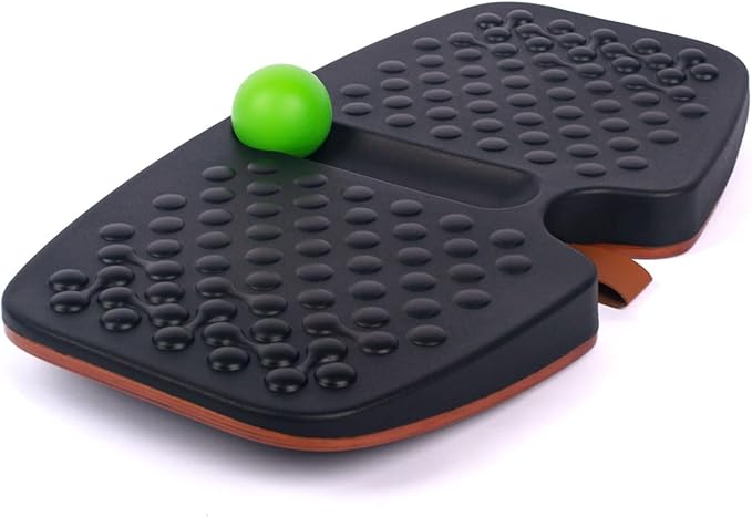 Acdet Balance Board with Slidable Ball, Black Wooden Standing Desk Board for Standing Work, 23.5 x 24 x 12'', Office Work and Muscle Relaxation, Foot Massage Balance Board to Relieve Fatigue, Adult Use up to 300 lbs