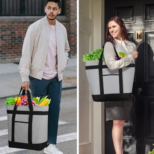 CIVJET Insulated Reusable Tote Bag for Grocery Shopping for Women/Men, Pizza/Food Delivery Bag to Keep Food Cold/Hot for U...