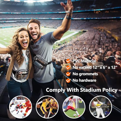 Packism Clear Fanny Pack Stadium Approved - Plus Size Wiast Range 35" - 51", 2 Pack Clear Belt Bag for Women Men Transpare...