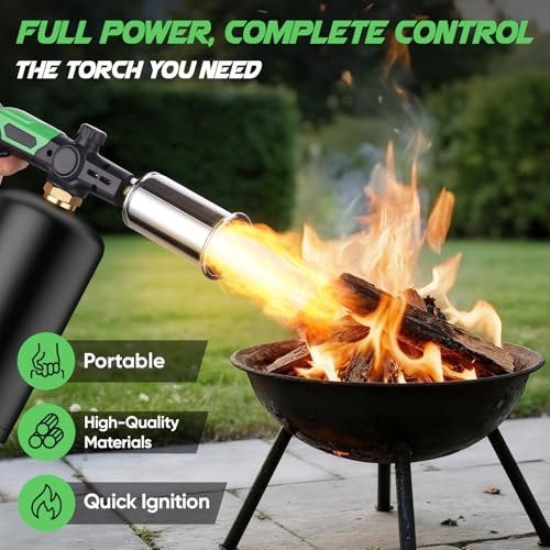 KOACKL Propane Torch Head, Kitchen Blow Torch Gun, Campfire Charcoal Starter, Grill Torch with Igniter, Adjustable Flame f...