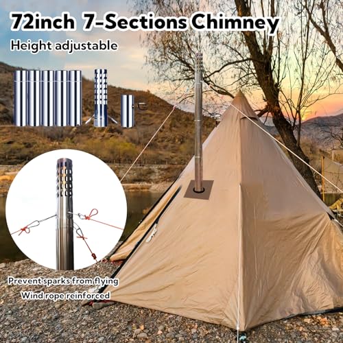 Huskfirm Wood Burning Stove,Tent Stove for Heating,Folding Portable Wood Stove for Tent,Cooking,Courtyard,Camping Stove in...