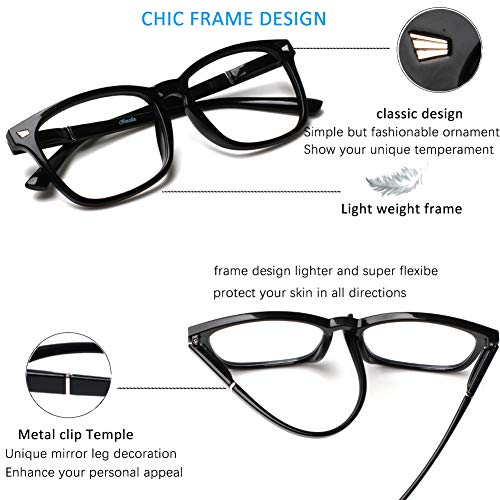 Henotin 4-Pack Blue Light Blocking Reading Glasses Women Men,Spring Hinge Computer Readers,Anti UV Ray Square Nerd Eyeglas...