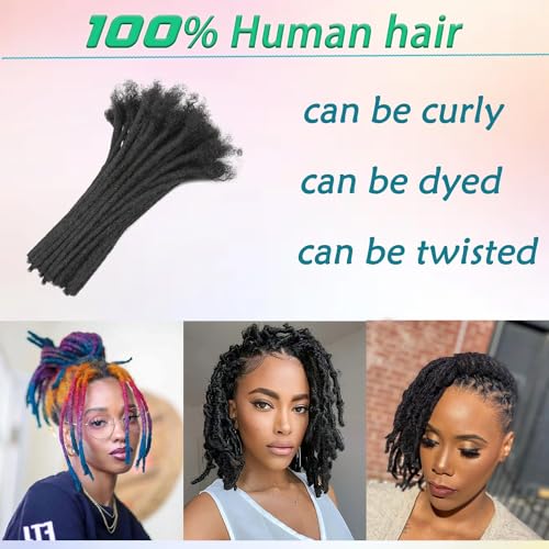 Loc Extension Human Hair 6 Inch 70 Strands Human Hair Loc Extensions Permanent Dreadlock Extensions for Women Men (Width 0.4cm #1B)