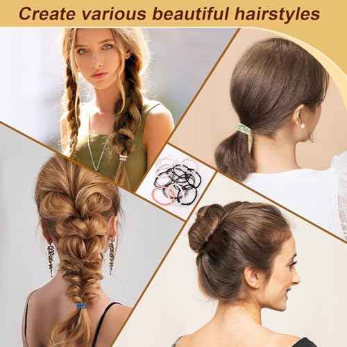 48 PCS Boho Hair Ties, Elastic Hair Tie Bracelets for Women, Cute Hair Ties No Damage, Ponytail Holders for Girls with Thick and Thin Hair - Multicolor