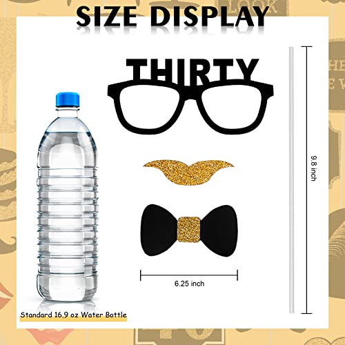 Adult 30th Birthday Photo Booth Props(41Pcs) for Her Him Dirty Thirty 30th Birthday Party, Gold and Red Decorations,30 Bir...