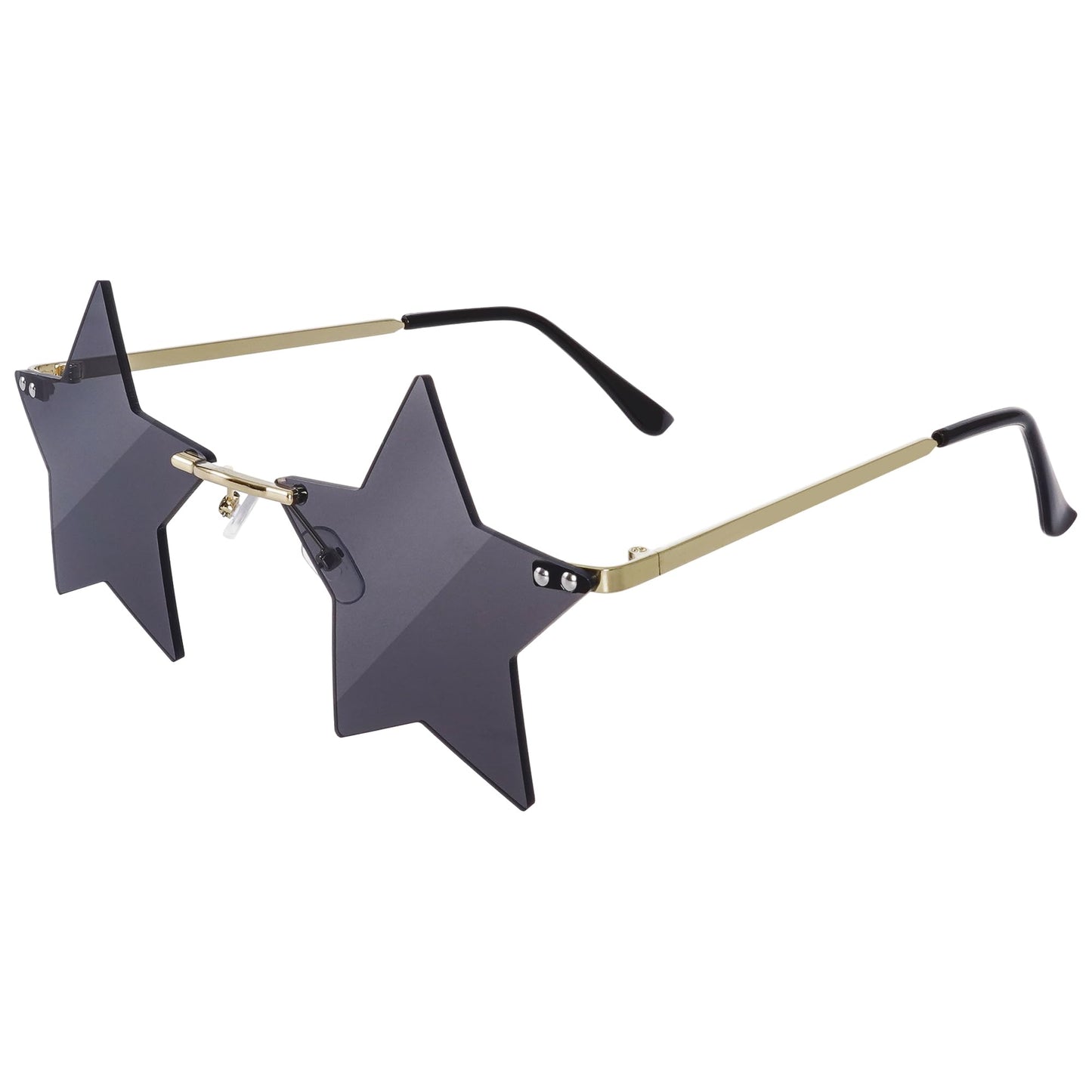 Rimless Star Shape Sunglasses Personality Star Sun Glasses for Women Men Party Glasses Pentagram Eyewear (Black)