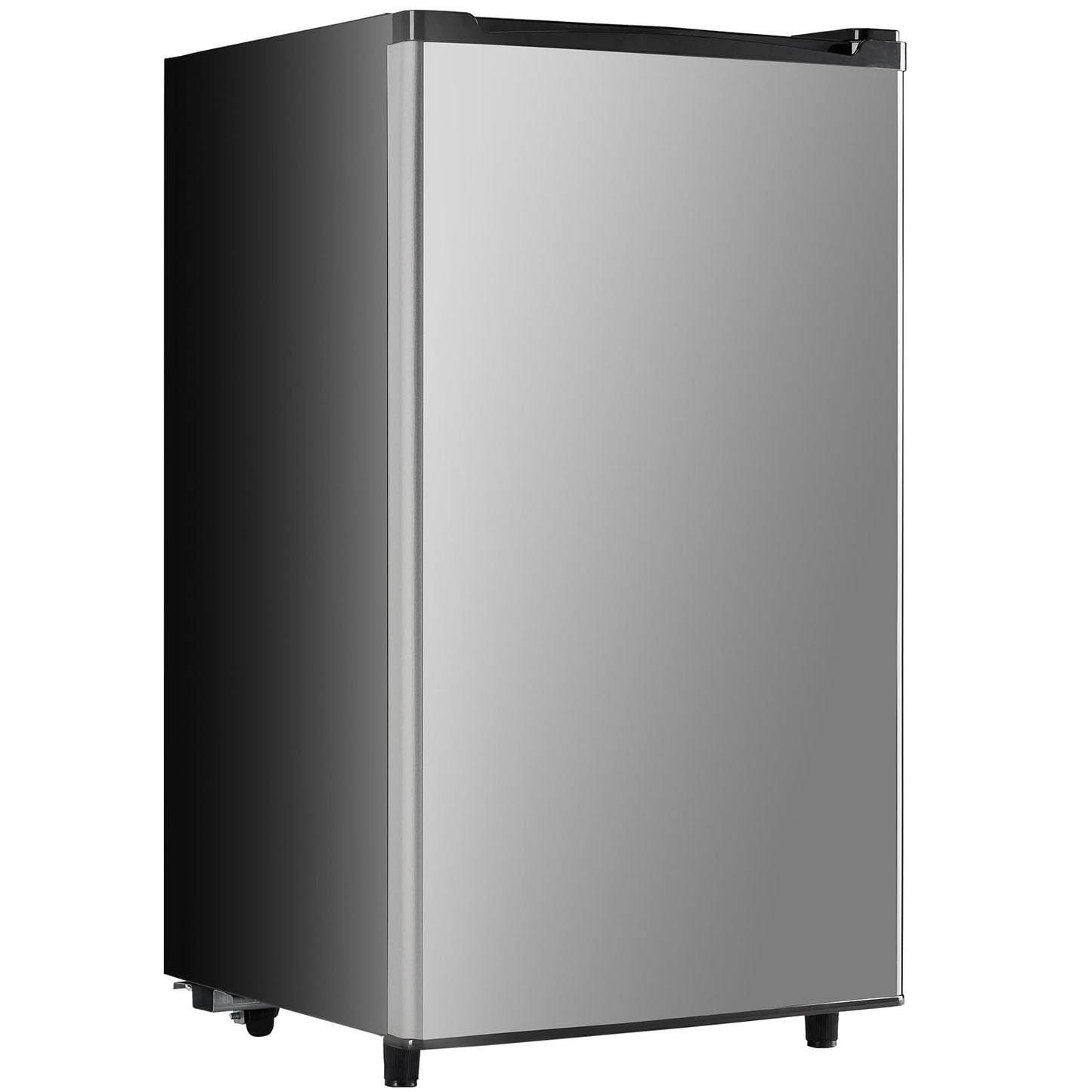 Sweetcrispy 3.2 Cu.Ft Mini Fridge with Freezer Small Refrigerator Single Door Adjustable Thermostat Energy-efficient Low Noise, Compact Fridge for Bedroom, Office, Dorm (Silver Door)