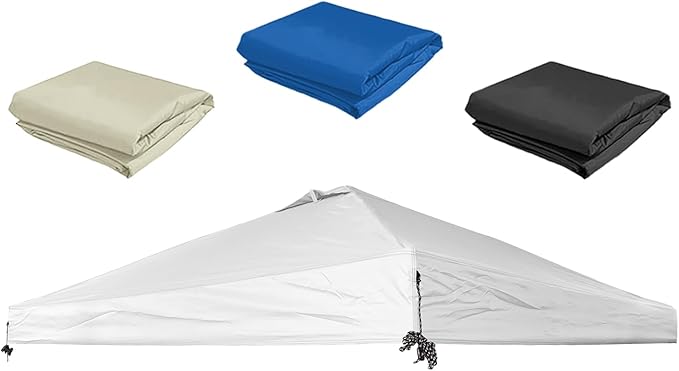 Chankee 10x10 Canopy Replacement Top,Sliver-Coated Pop Up Canopy Tent Top Cover Roof with Air Vent,Ropes and Velcro,UV Wat...