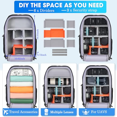 SDYSM Camera Backpack Bag Professional for DSLR/SLR Mirrorless Camera Waterproof 15.6 inch Tactical Camera Bags for Photog...