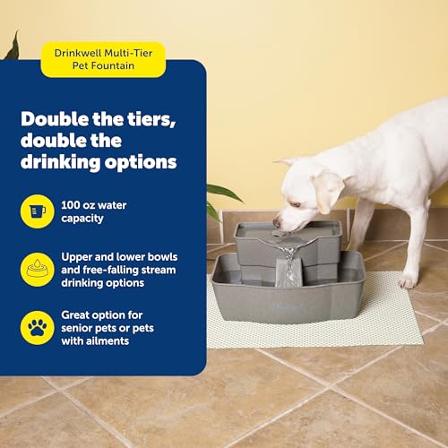 PetSafe Drinkwell Multi-Tier Pet Fountain - Encourages Hydration for Cats & Dogs - Large-Capacity Waterer - Double Tier - ...