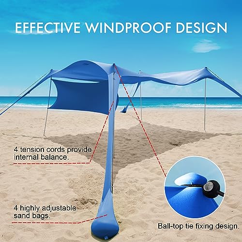 Beach Canopy Tent Shade with Sidewalls 10x10FT, 6.6FT Tall, UPF50+ Sun Shelter, Windproof & Water Resistant, Includes Guyl...