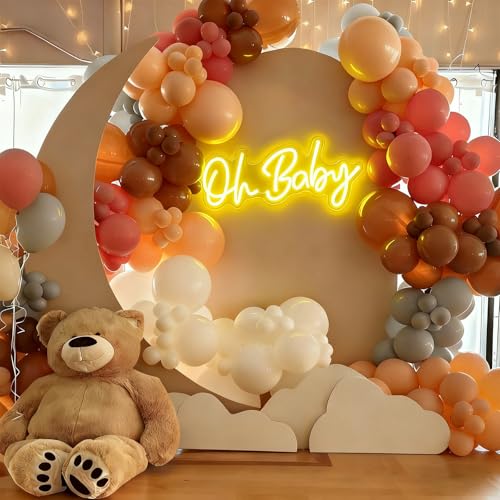 Oh Baby Neon Sign, Dimmable Warm White LED Neon Light for Baby Shower Backdrop, USB Powered Sign for Gender Reveal, Nurser...