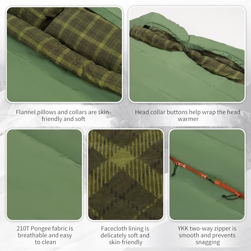 Naturehike 0 Degree 30 Degree Flannel Two Person Sleeping Bag with Pillows for Adults, Couples & Family, Queen Size Double...