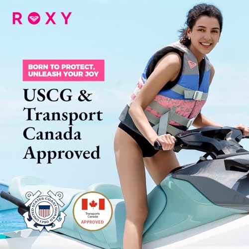 ROXY Women’s Life Vest and Youth Life Vest, USCG Approved PFD, Light-Weight EPE Foam Life Jacket with Oversized Arm Holes ...