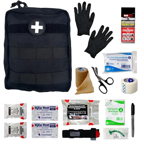 IFAK (Individual First Aid Kit) Trauma Kit with CAT Tourniquet — Medical Pouch for Tactical, Outdoor, Hiking, Military — B...