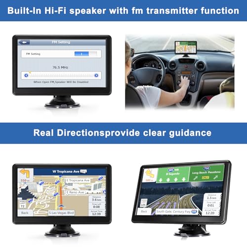 GPS Navigator for Car Truck RV, Latest 2025 Map, 7 inch Touch Screen Real Voice Spoken Turn-by-Turn Direction Reminding Na...