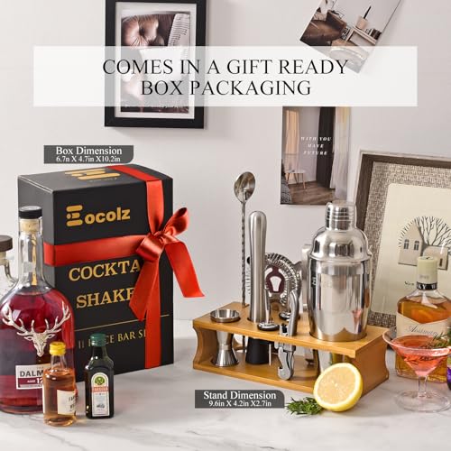 Bartender Kit Cocktail Shaker Set with Stand Bar Tool Bar Set for Drink Mixing Home Bartending Kit 11-Piece Bar Cart Acces...