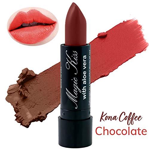 Magic Kiss Pack of 12 Color Changing Aloe Vera Lipstick set, MADE IN USA (Chocolate)