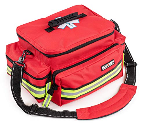 Scherber First Responder Fully-Stocked Professional Essentials EMT/EMS Trauma Kit | HSA/FSA Approved | Reflective Bag w/8 ...
