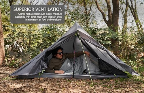 Nature Link Altair One Ultralight Trekking Pole Backpacking Tent, Waterproof SIL Nylon, Double Wall, 3 Season, 1 Person Sh...
