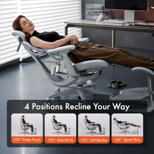 LiberNovo Dynamic Ergonomic Desk Chair + StepSync Footrest Bundle - Comfy Home Office Chair with Adaptive Lumbar Support, ...