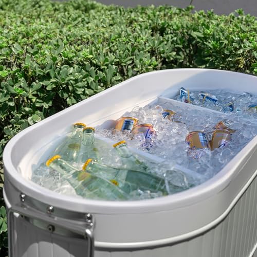Permasteel Rolling Patio Cooler – Large Outdoor Ice Chest with Wheels, Beverage Cooler for Backyard, BBQ, Tailgate, Beach,...