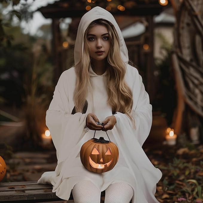 JPXH Ghost Cloak Adult Halloween Costume Role Playing Cloak - White