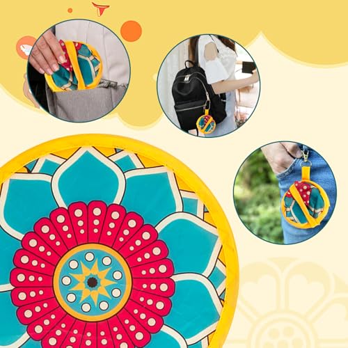 JYSILIYH 12pcs Mandala Round Foldable Hand Fan Japanese Foldable Fan Style Handheld Compact Cooling Fans,Round Folding Fan...