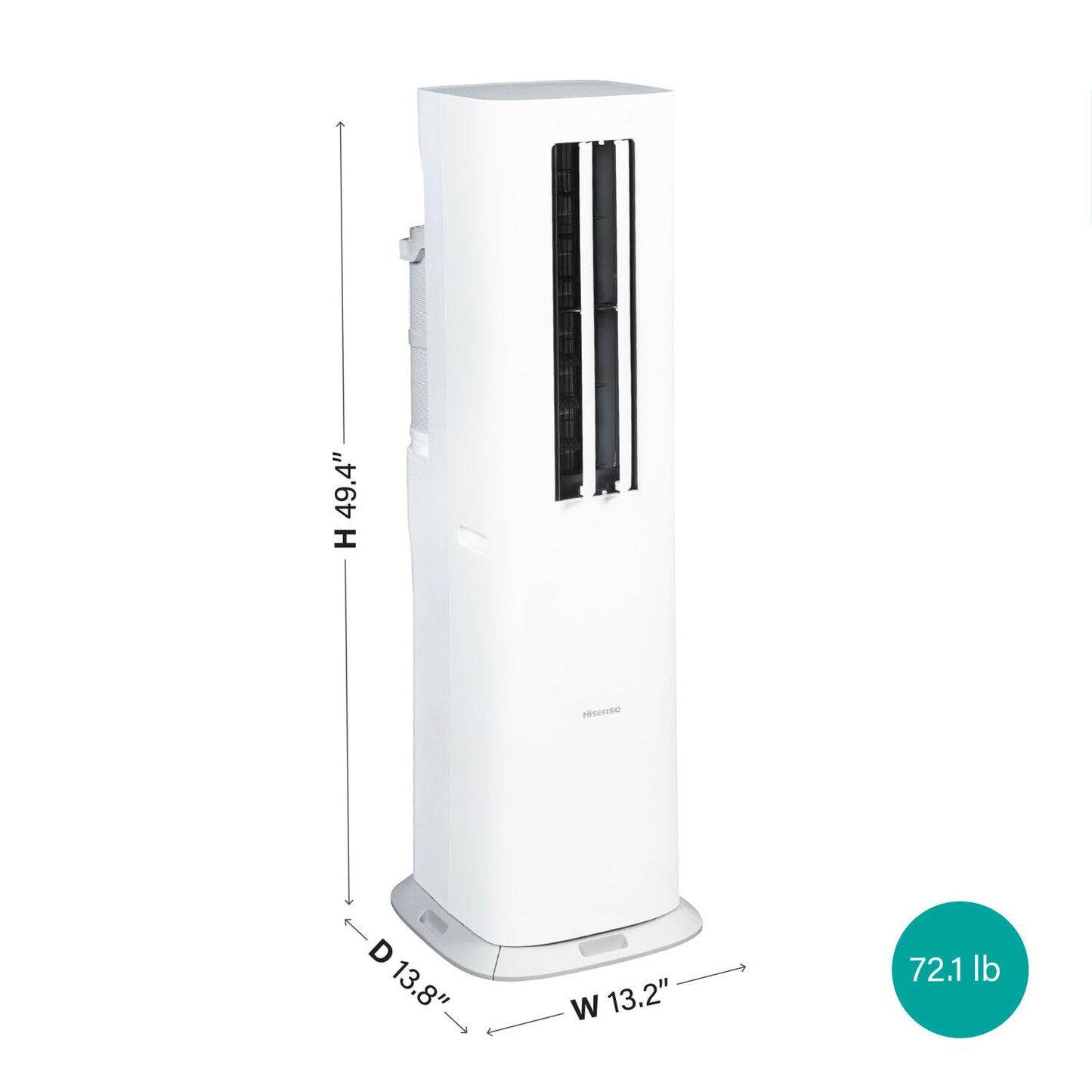 Hisense 8,000 BTU Portable Inverter Air Conditioner with Dehumidifier, Quiet Operation & Dual Hose Design, AC Heater Combo Unit for Room in White