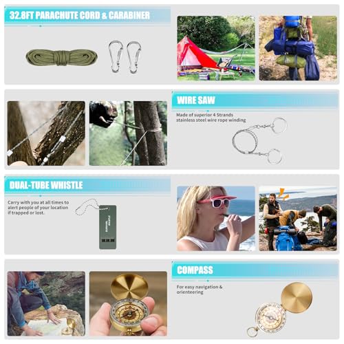 Survival Kit and First Aid Kit, 236PCS Survival Gear Camping Essentials Emergency Medical Supplies with Tactical MOLLE Pou...