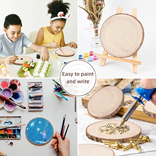 Maputune 8 Pcs 7-8 in Large Unfinished Wood Slices for Centerpieces, Natural Rustic Wooden Plate for DIY Craft, Round Wood...