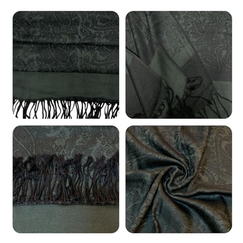 Wendyfull Pashmina Shawls and Wraps w/Fringe Two Tone Vintage Jacquard Paisley Rave Scarf for Weddings Festival