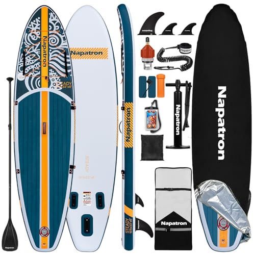 Napatron Inflatable Paddle Board, 10'6" Ultra Lightweight SUP with Adjustable Paddle, Anti-Slip Deck,Coiled Leash & Carry ...