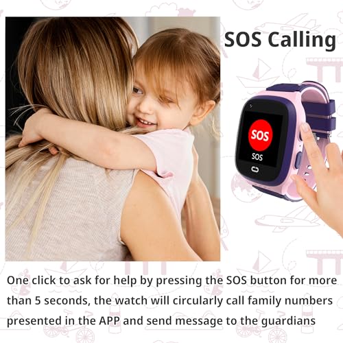 Tixpc 4G Kids Smart Watch Girls with GPS Tracker Location Video Call Cell Phone SOS Calling Voice Chat Camera Alarm Clock ...