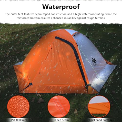 HIKERBRO Winter Camping Tent - Lightweight & Waterproof Backpacking Tent, 2 Person 4 Season Tent for Snow and Cold Weathe...