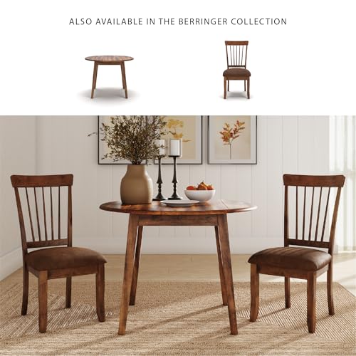 Signature Design by Ashley Berringer | Spindle Back 18" Dining Chairs (Set of 2) – Rustic Light Brown with Upholstered Cus...