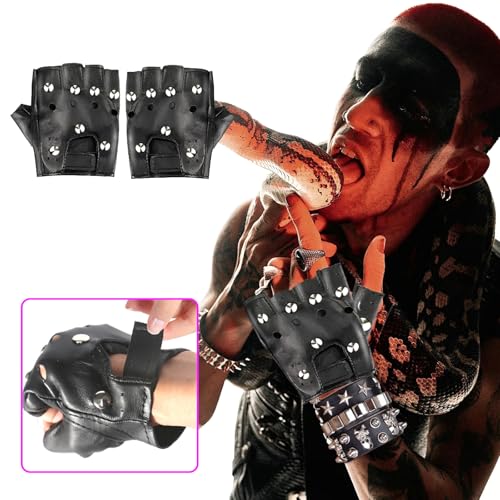 BIBARAJM 6 Pcs Rocker Costume Men's Disco Costume Men's Party Costume Men with Sunglasses Sleeves Gloves Ring Headscarves ...