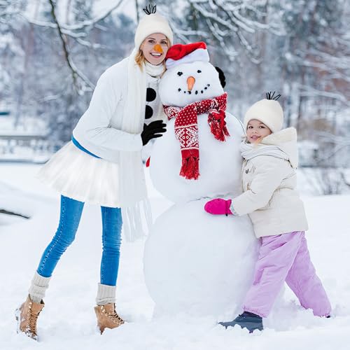 Ueyben Snowman Costume Set, Snowman Hat with Tutu Skirt Pom-Poms Carrot Nose Gloves Snowmen Accessories for Women Christma...