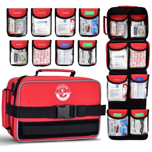 FALCON RESCUE Premium 418-Piece First Aid Kit for Home, Travel, Camping, Hiking & Outdoor Emergencies, Tear-Resistant Surv...