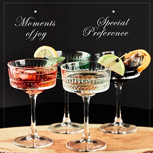 the mask el turko Vintage Coupe Glasses Set of 4, Champagne, Cocktail, Martini, Wine Glasses, Long Stem Glassware, (8.8oz/...